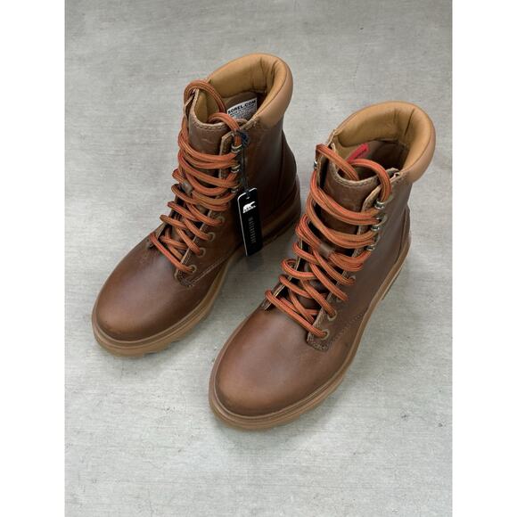 Sorel Lennox Lace STKD Brown Leather Waterproof Lace Up Boots Size 7 Retail $189 - Picture 8 of 14
